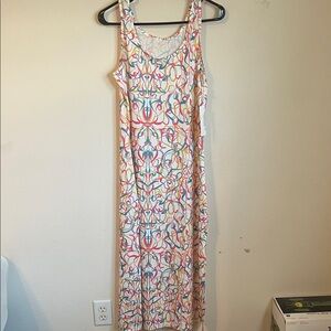Desigual White Maxi Dress with Multicolor Ribbon Motif